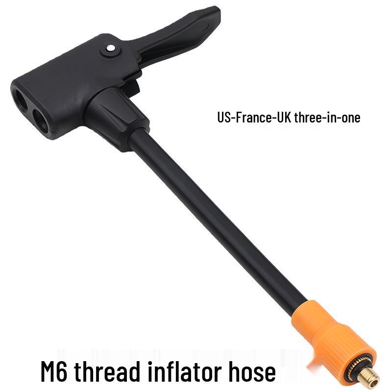 

Iron General Tire Inflator Pump Adapter with M6 French Valve Compatibility M6 French/British dual-port rubber hose 16CM