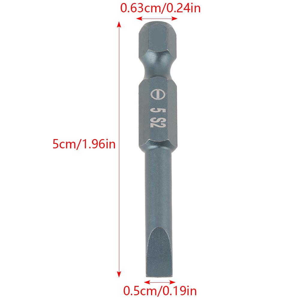 10pcs 14inch Hex Shank 50mm S2 Alloy Steel Slotted Screwdriver Bits Set H6.3*50*SL5mm