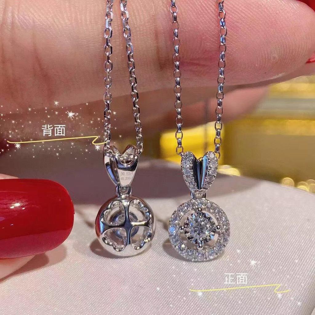 Klasický kulatý diamantový náhrdelník, evropský a americký módní zirkonový přívěsek, dámské stříbrné šperky