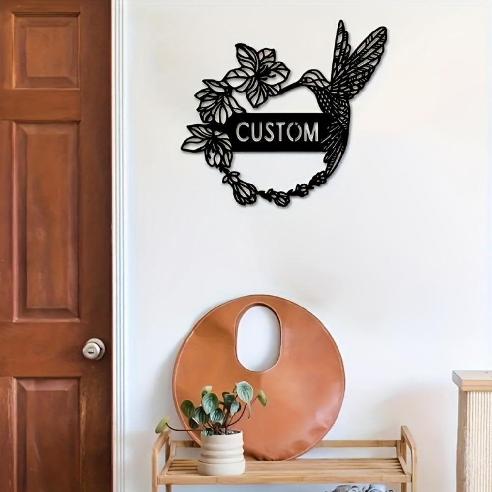 Custom Metal Wall Art Black Hummingbird Outdoor Garden Decoration Housewarming Gift