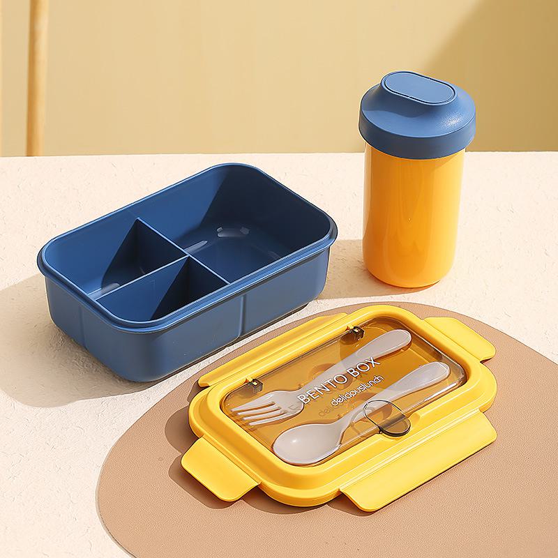 Lunchbox aus Edelstahl im nordischen Stil mit Gabel und Löffel, mikrowellengeeignet