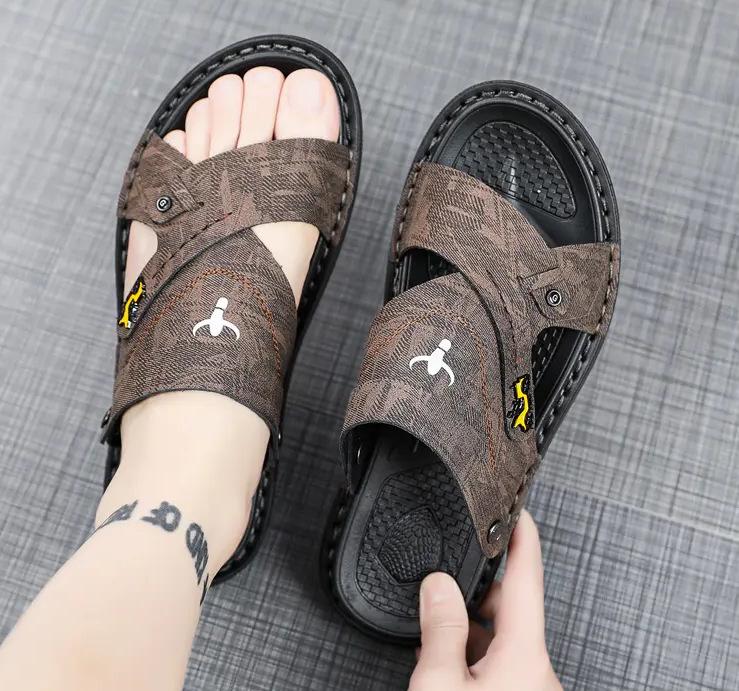 

Сандалі чоловічі літні для водіння двосторонні нековзні, дезодоруючі та зносостійкі на м якій підошві, в єтнамські пляжні шльопанці, що стискають пальці ніг 45