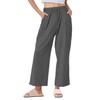 Women Elastic High Waist Pant Casual Fit Wide Leg Long Pants Trousers With Pockets
