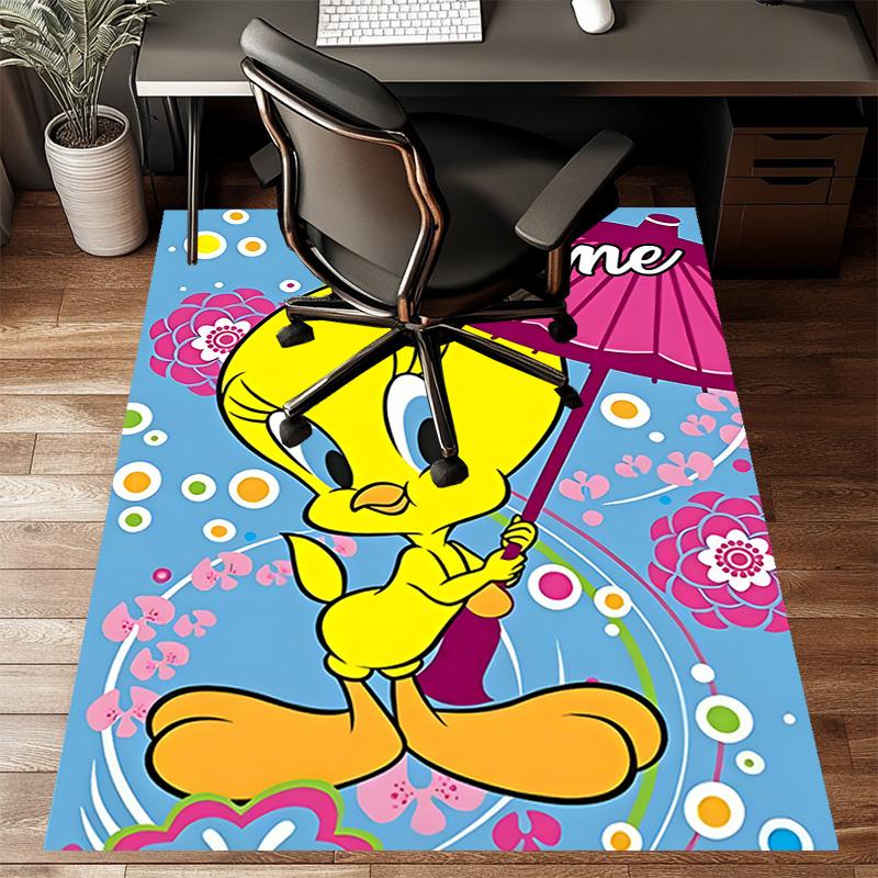 Custom Tweety Mat Personalized Name, Polyester Washable Indoor Entryway Rug, Gift for Christmas, Easter, Thanksgiving Day