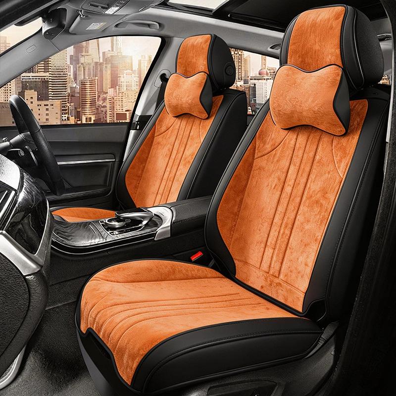 Full Coverage Velvet Chenille Car Seat Cover for All Seasons - Leather Sedan Cushion