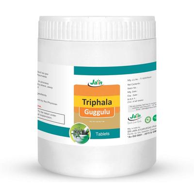 Jain Triphala Guggulu 1000 Tabletten Packung Natürliches Ayurvedisches Wellness-Nahrungsergänzungsmittel für den täglichen Gebrauch und das Verdauungsgleichgewicht