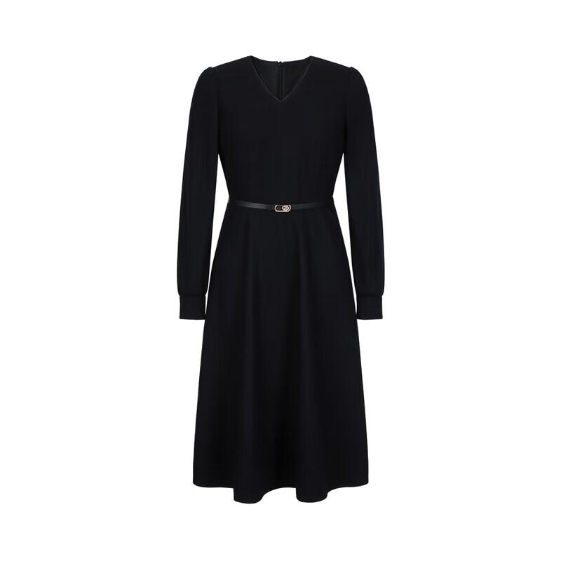JUZI Annakao Elegant Rhinestone Belt Wool Knit Dress