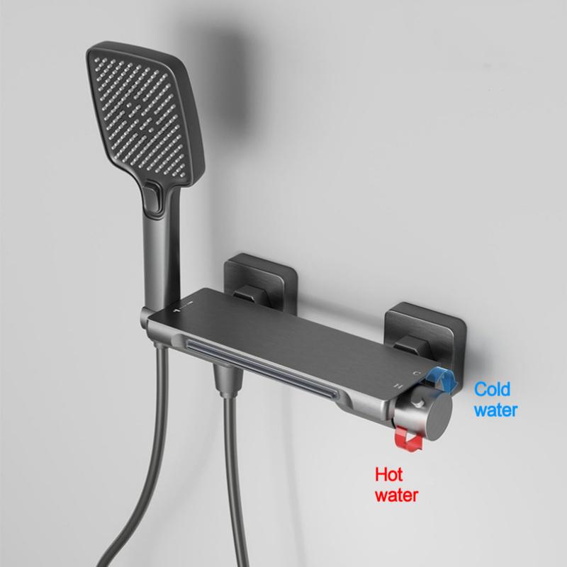 Bateria wannowa z wodospadem Zestaw prysznicowy Domowa Łazienkowa Ścienna Mosiężna Bateria Mieszająca Ciepłą i Zimną Głowica Prysznicowa do Kąpieli