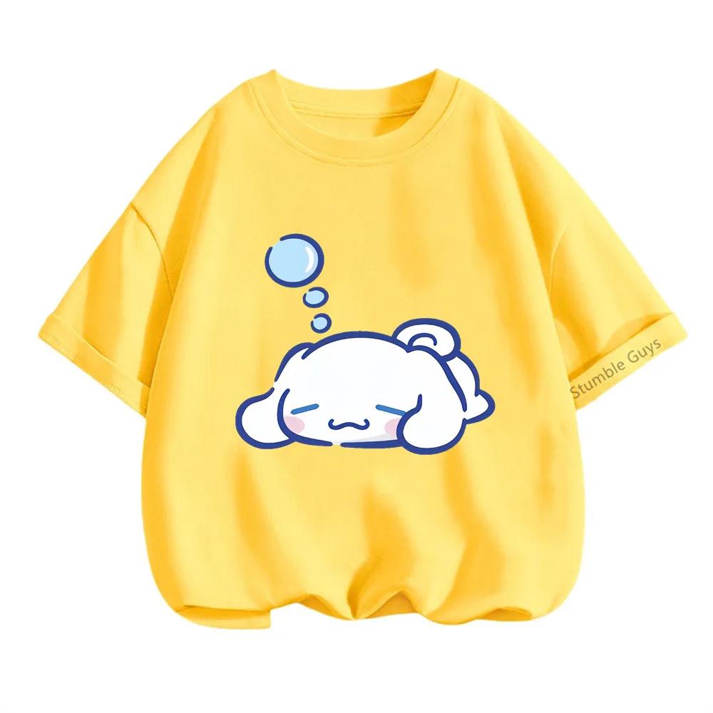 Cinnamoroll Sanrio Summer Top 3-14 Years Old Children's Cartoon Casual Anime T-Shirt
