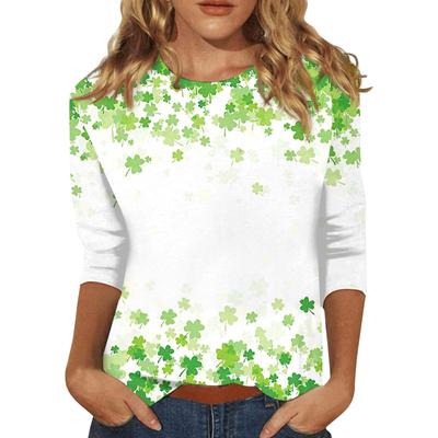 Women St. Patrick's Day Print Graphic Tees Blouses Casual Plus Size Basic Tops Pullover