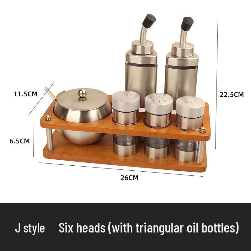304 Stainless Steel Spice Set: Seasoning Jar, Oil Pot & Salt Shaker with Lid for Home & Restaurant.