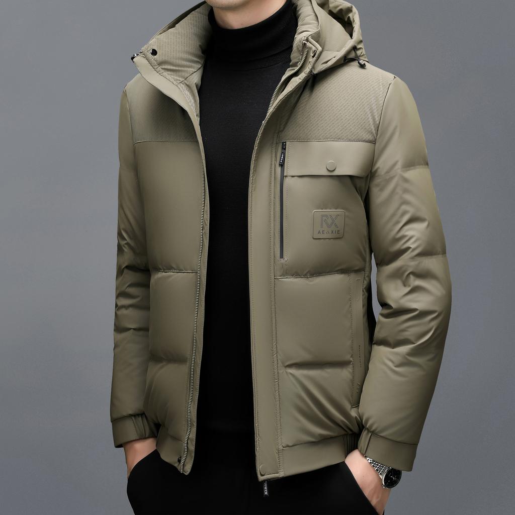 Down jacket middle-aged and young Haining men's genuine leather jacket thickened casual loose jacket jacket large size jacket dad outfit