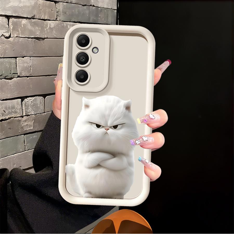 Phone Cover Case for Samsung Galaxy A16 A51 A73 A35 A36 A56 A12 A13 A53 A54 A23 A34 A26 A32 A15 A71 A72 Cartoon Blacks White Cat