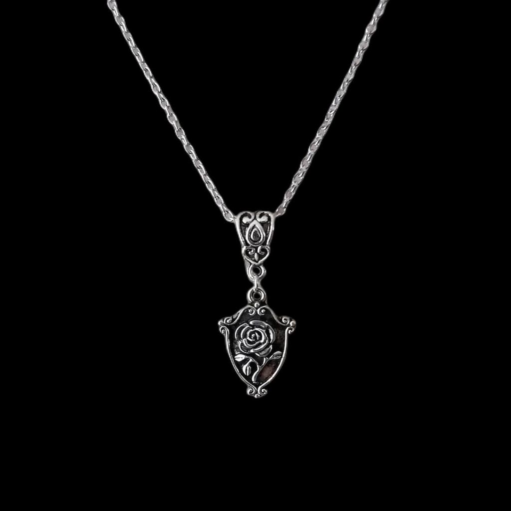 Silver Rose Flower Necklace With Cross Chain For Women Summer 2024 Fashion Jewelry