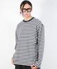 Deumakeu M Stripe Loose-Fit Long Sleeve Tee - Dark Navy