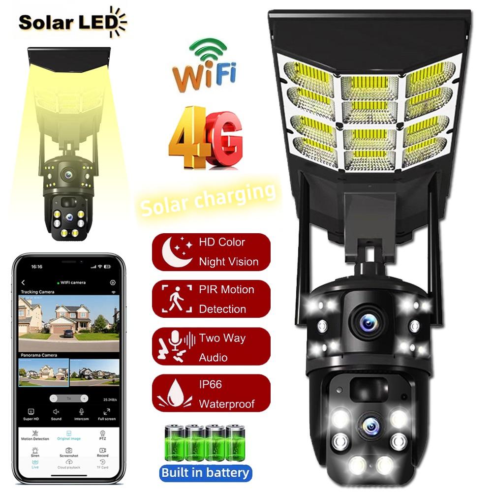 2-in-1 Solar Street Light, Multi-purpose Outdoor Courtyard Light, Multifunctional Camera Wall Light, Automatic Solar Charging nero