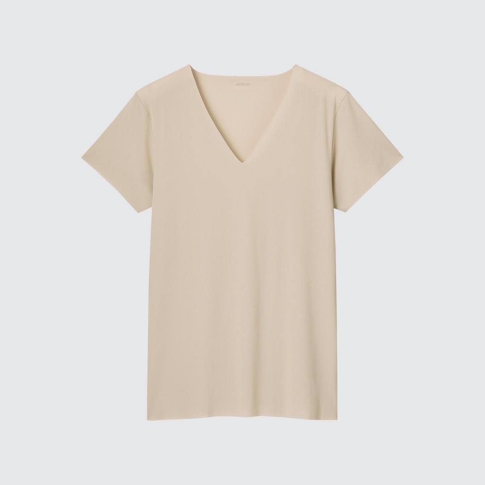 

UNIQLO Airism сетка с v-образным вырезом и короткими рукавами