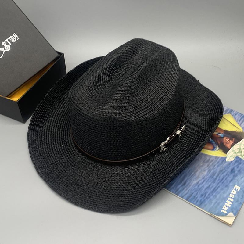 Spring And Summer Men'S Sunscreen Cowboy Hats, Holiday Style Straw Hats, Foldable Straw Hats For Children
