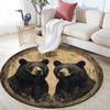 Black Bears Round Area Rug,Carpet Rug for Living Room Bedroom Sofa Playroom Decor,Non-slip Floor Mat