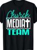 Men's Church Media Team T-Shirt - Black with Turquoise Lettering Relig