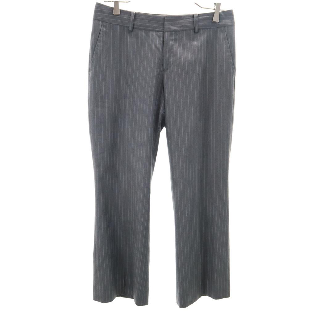 INED Silk Blend Striped Pattern Slacks Pants 11 Gray Women Used