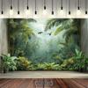 2D Foggy Green Plant Background for Safari Animal Theme Kids Birthday Decoration