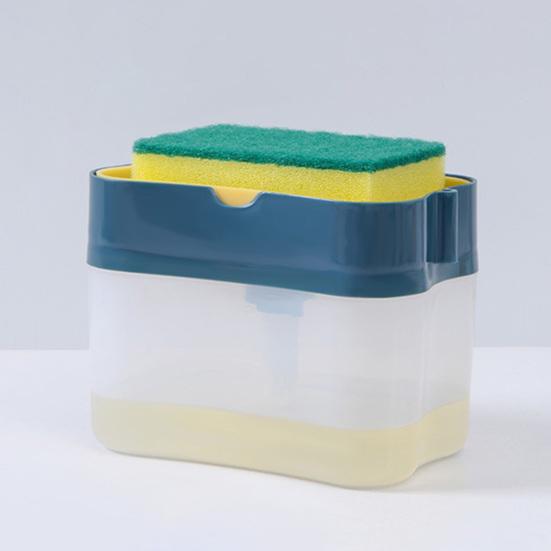 2 in 1 Kitchen Sink Soap Liquid Dispenser Box Easy Press Dishwash Liquid Box with Dishcloths Pot Sponge Brush