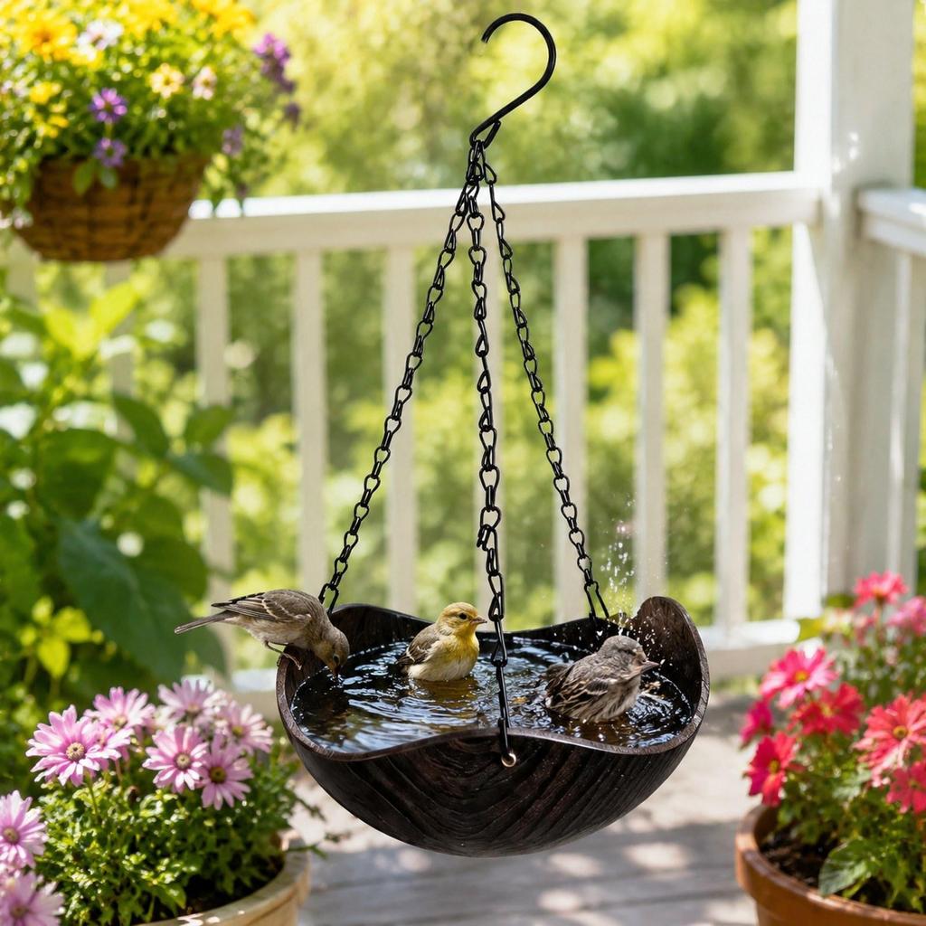 Hanging Bird Baths for Outdoors Birdbath Multifunctional Heavy Duty Decorative Rustproof Water Feeders for Backyard Courtyard