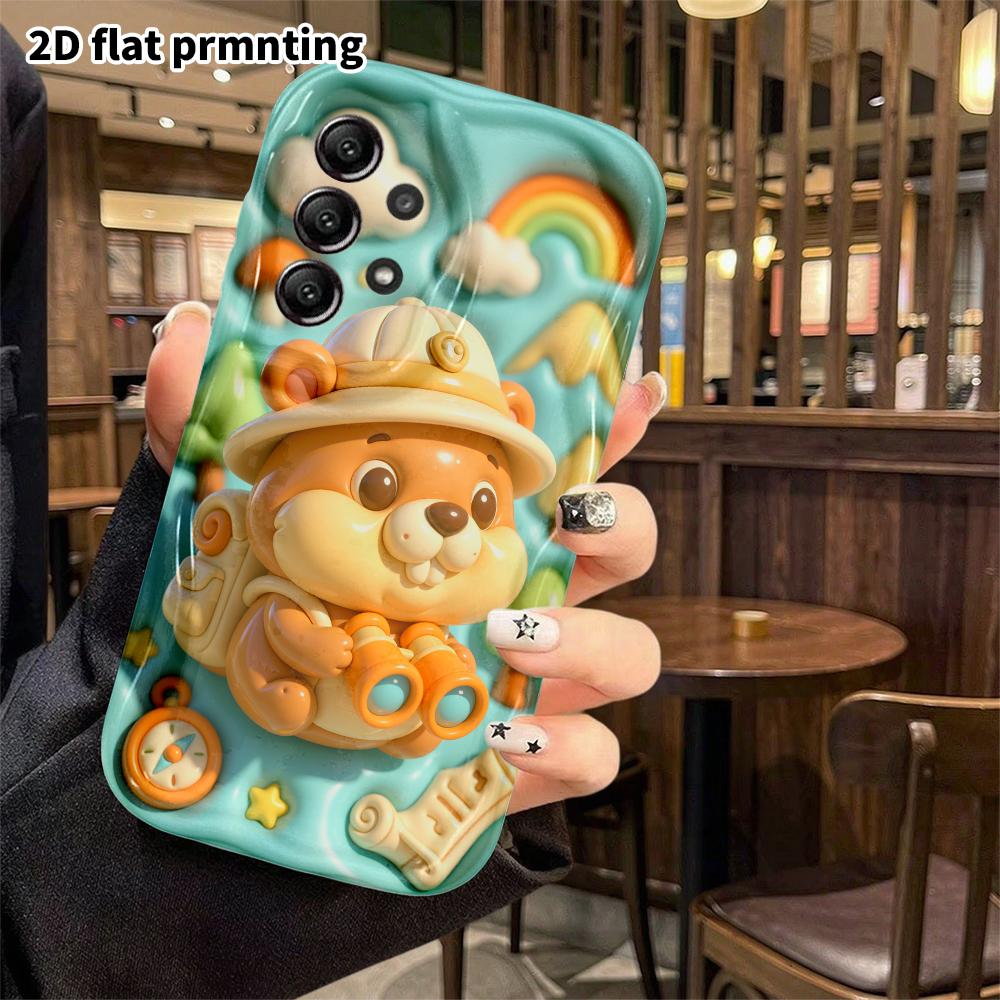 Phone Case: 2D flat, suitable for Samsung Galaxy A34 A35 M05 M06 S20 S22 S21 FE Plus 5G protective case, brown little beaver, perfect Christmas and Ha