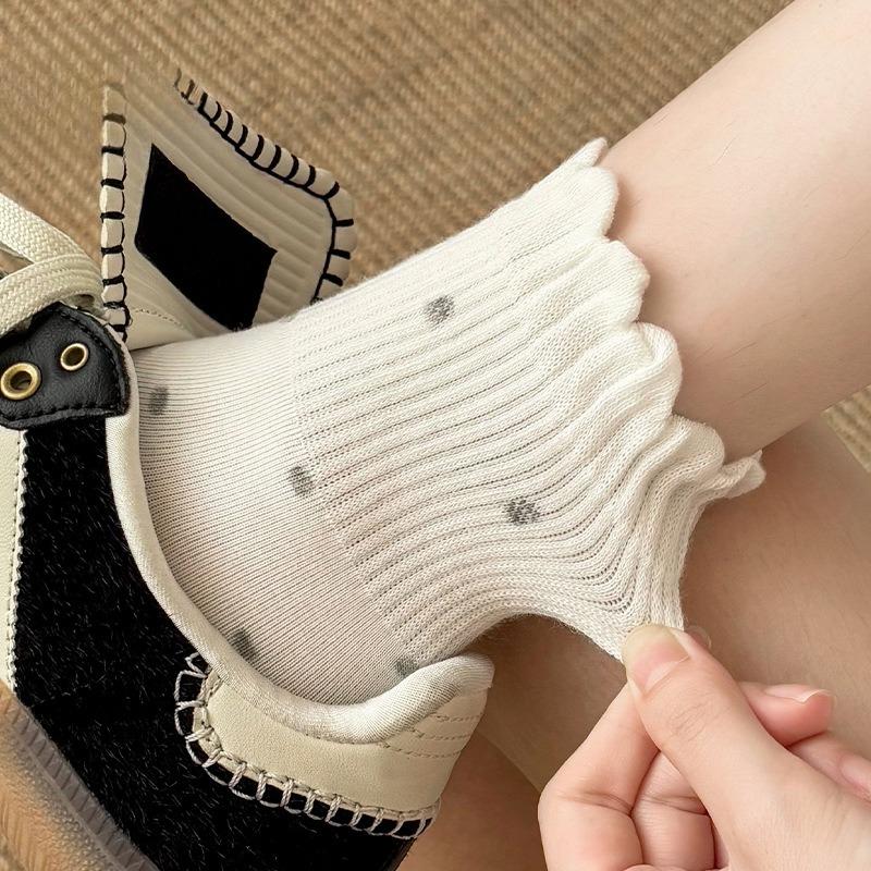 Female Autumn Wooden Ear Side Polka Dot Ballet Wind Tube Pile Socks