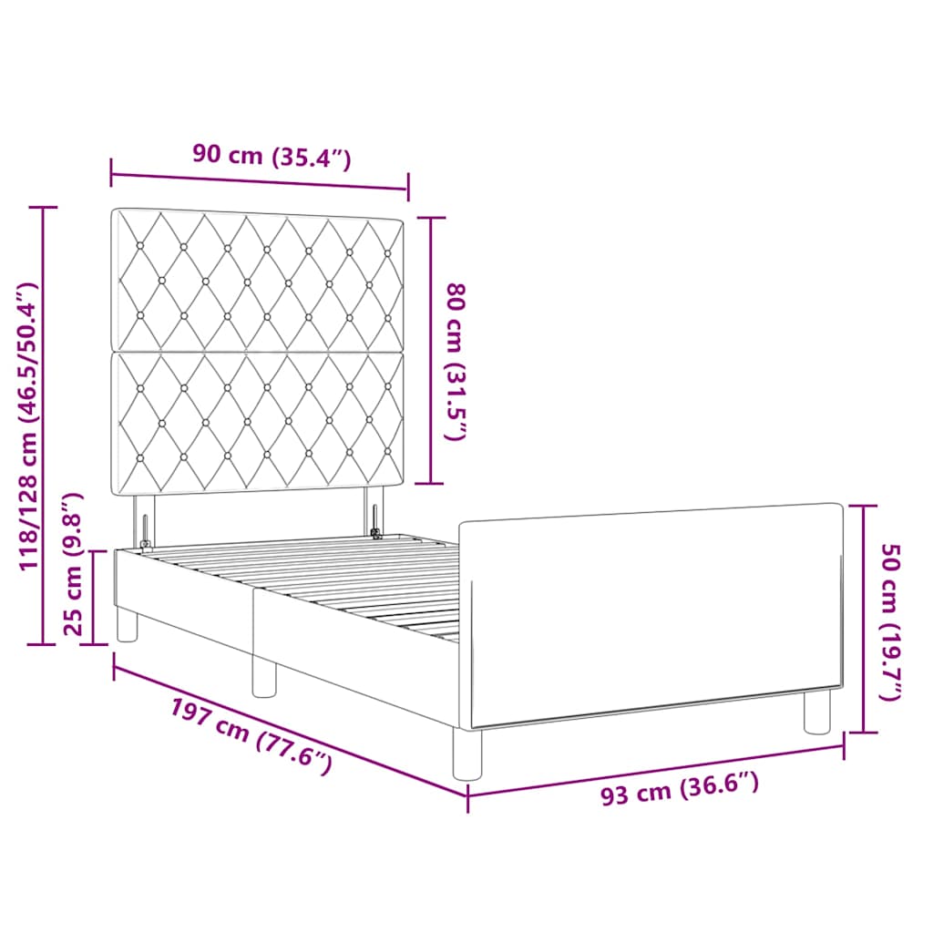 Boxspring Bed with Headboard Dark Green 90 x 190 cm Velvet