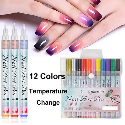 DIY 12 Colors Nail Art Graffiti Pen Set 0.7mm Quick Dry Painting Marker Pen Waterproof Nail Polish Pens