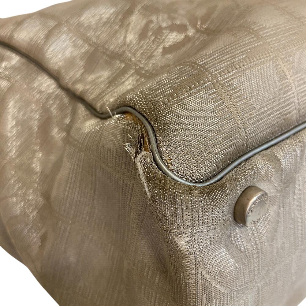 CHANEL New Travel Line MM canvas Tote Bag Silver canvas Used
