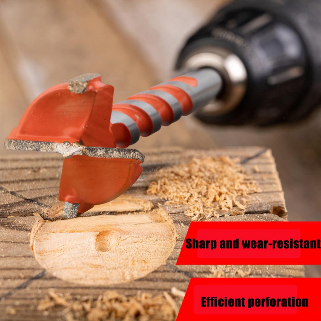 Large Size Drill Bit Boring Woodworking Hole Saw, Carbide Steel Hinge Cutter Tool for Wood Plastic Plywood Black Orange