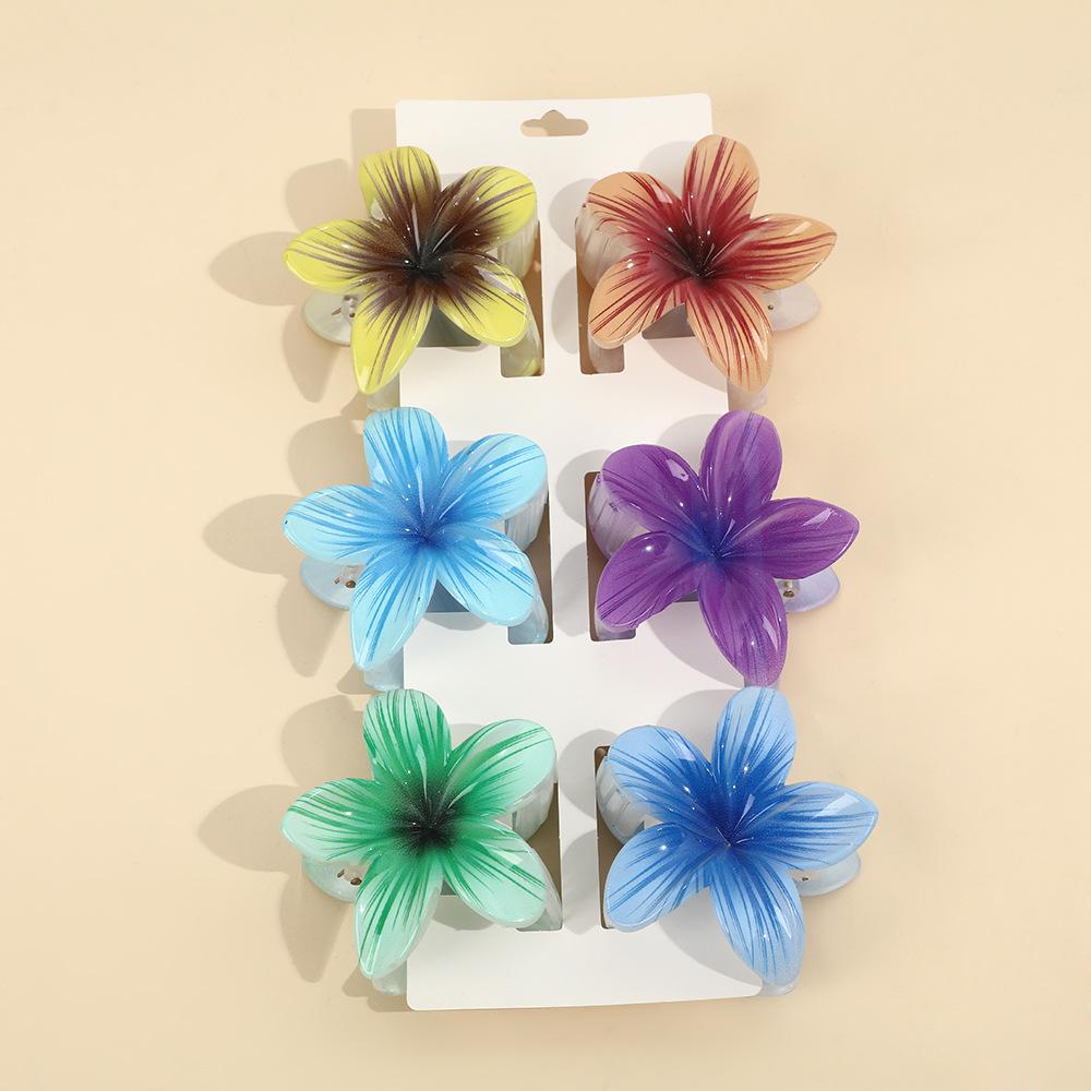 Frangipani Flower Hair Clip for Women, Colorful Beach Accessory, Updo Shark Hairpin, In Stock