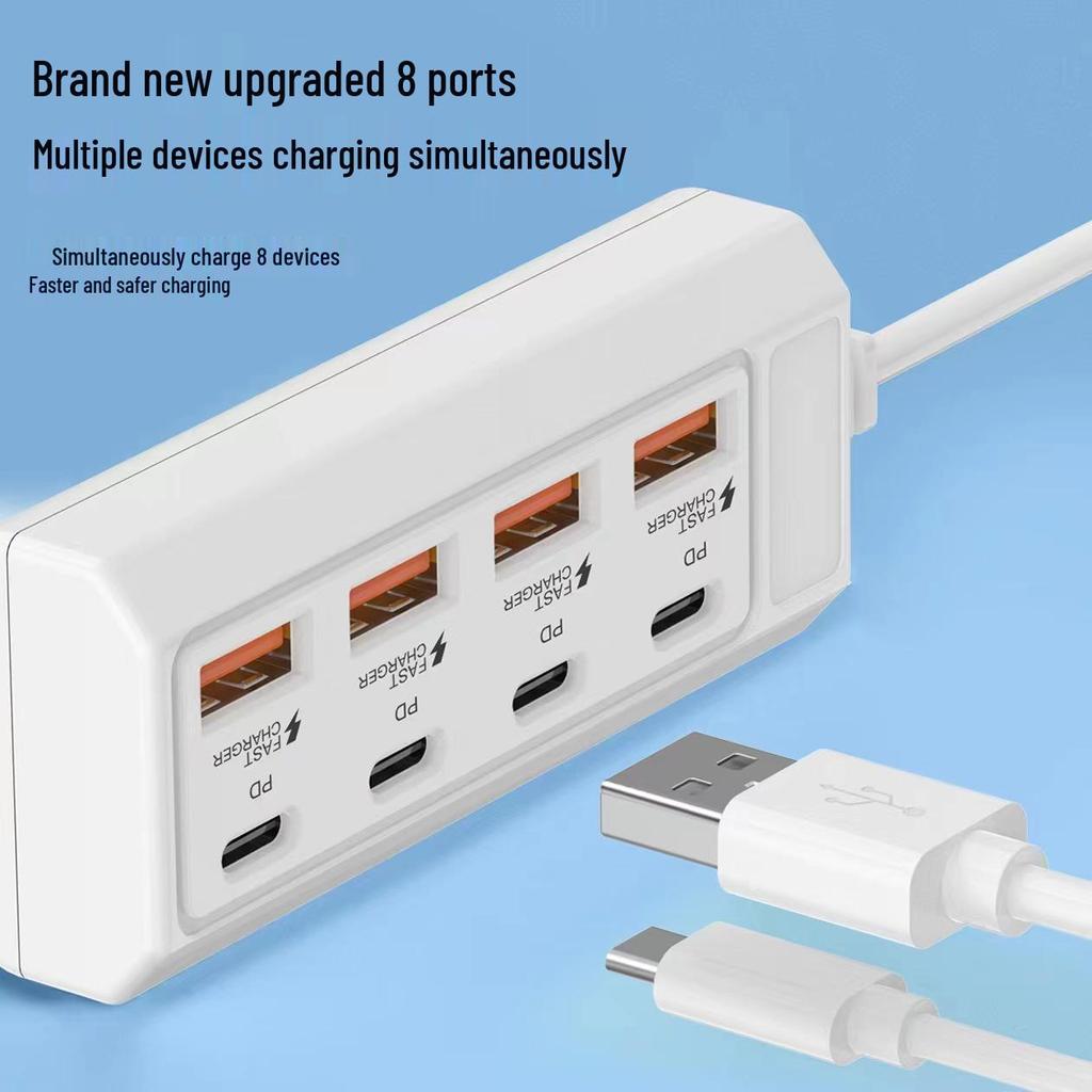 8-in-1 USB Docking Station with Type-C Fast Charging Extension
