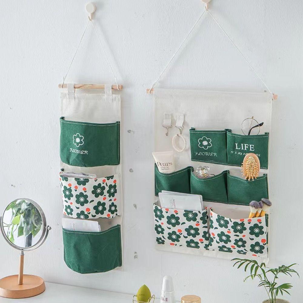 Wall Mounted Storage Bag Multiple Pockets Sundries Storage Pouches Hanging Bag  Dormitory