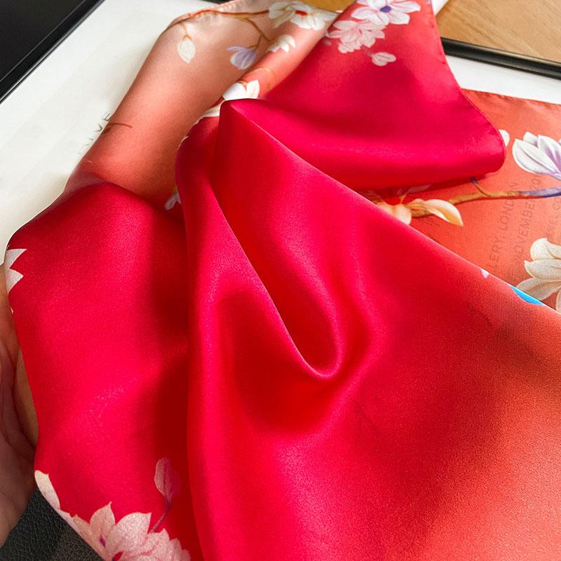 2025 Fashion 100% Real Silk Square Satin Scarf For Women Shawl Foulard Hijab Neckerchief Wrap Bandana Luxury Bufanda Echarpe