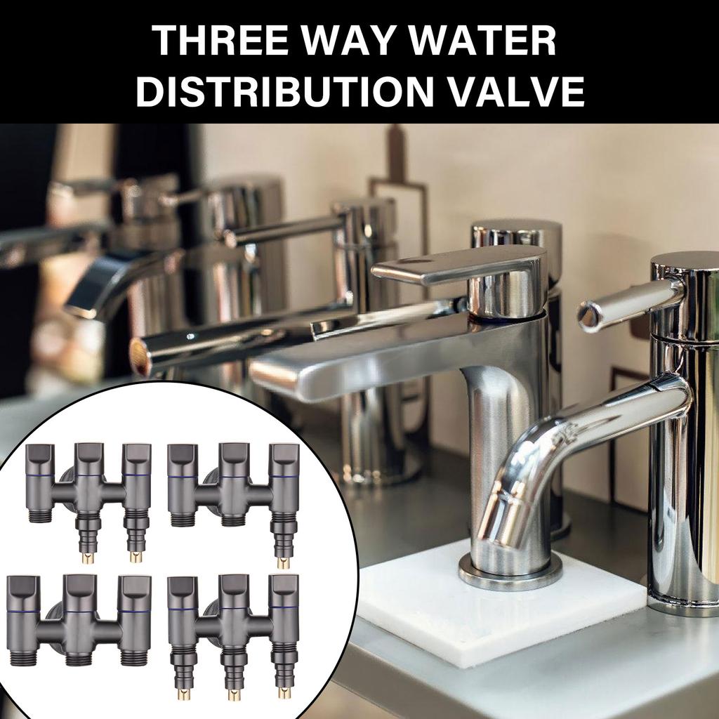 3 Way Water Diverter Valves Steel Quick Connect Splitter Versatile 3 Way Water Distributor for Kitchen Bathroom Garden