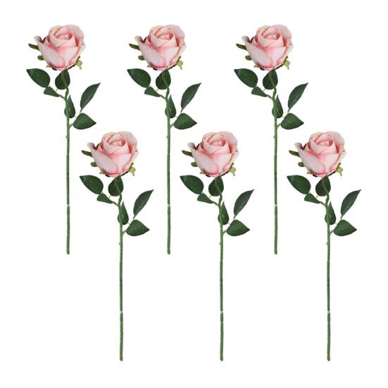 6 Pcs Artificial Rose Flowers Faux Rose Blooms with Long Stems Realistic Long-lasting Fake Roses for Wedding Home Decoration