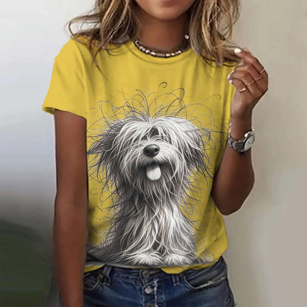 Summer Round Neck 3D Cartoon Animals Print Top Fashionable Casual Short Sleeved Women's T-shirts