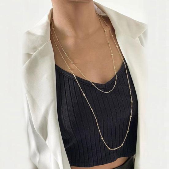 Lanț de pulovere pentru femei, mărgele din aliaj cu două straturi, haine reglabile, bijuterii, întâlniri, petreceri de absolvire, colier de decorare pentru îmbrăcăminte