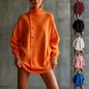 Cardigan en maille à col haut et manches longues pour femme Coupe ample Vêtement d'extérieur d'hiver