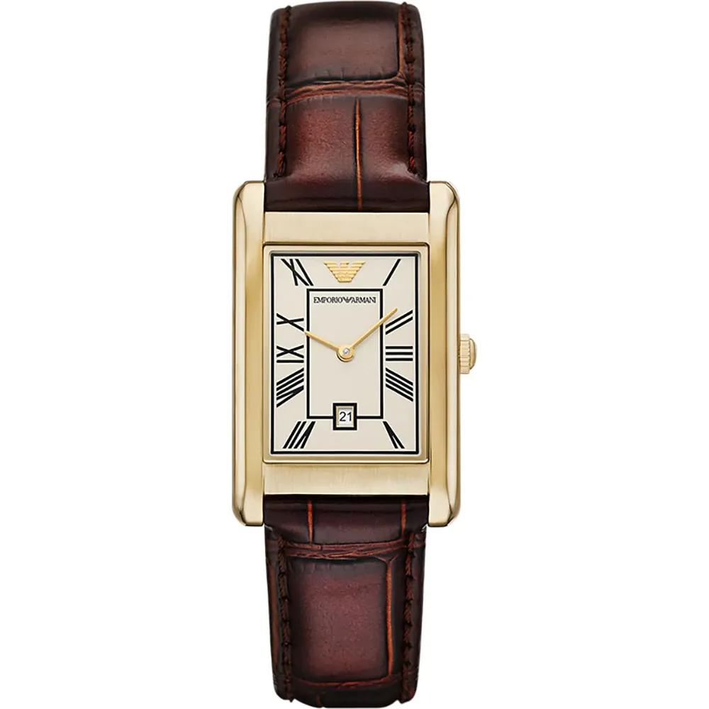 

Женские кварцевые часы Emporio Armani Gino с датой, ремешок из коричневой кожи, цвет циферблата шампань AR11665 шампанского