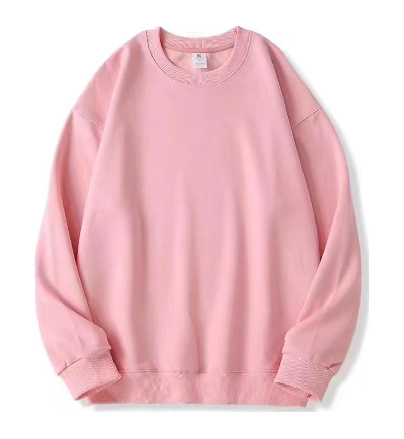 European-American Unisex Pure Cotton Round Neck Sweatshirt - Casual Solid Color, Fall/Winter Long Sleeve Fashion Style