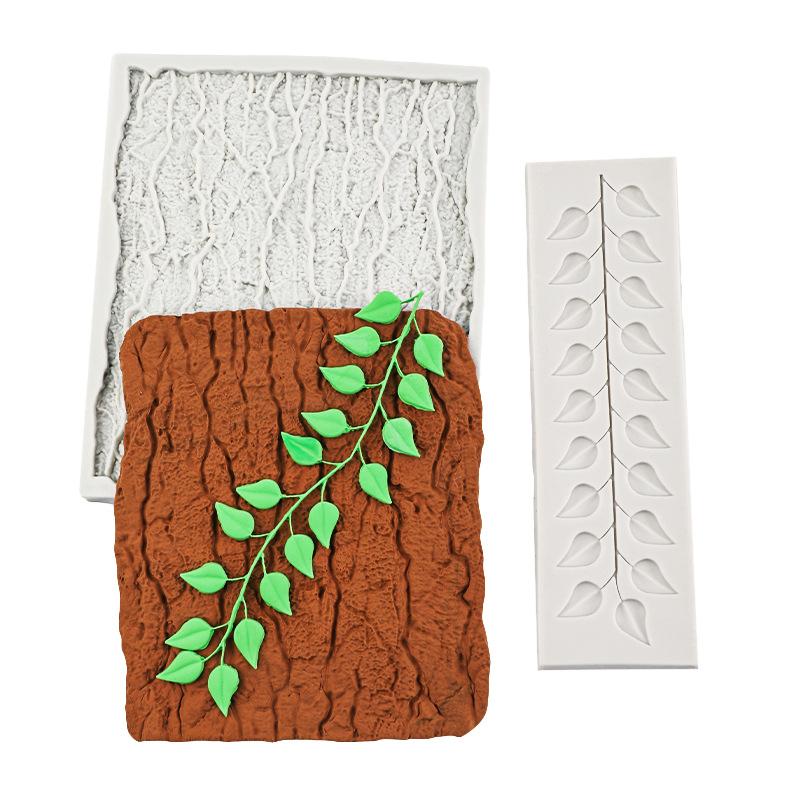 Tree Bark Silicone Mold DIY Leaf Fondant Cake Decorating Tool Sugarcraft Chocolate Candy Clay Gumpaste Mold Cupcake Baking Tool
