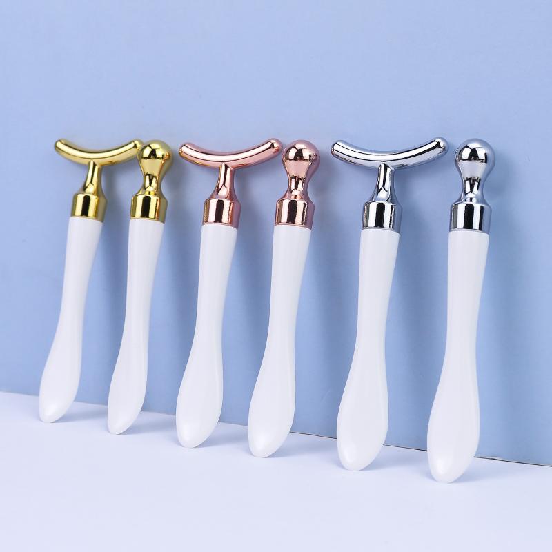 2Pcs/Set Zinc Alloy T-Shaped Eye Cream Massage Stick With Scoop Eye Manual Massage Tool Set Beauty Face Eye Massage Stick