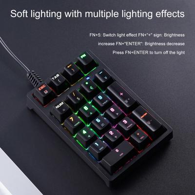 Teclado Numérico Externo USB com Fio 21 Teclas Teclado Mecânico com Retroiluminação Colorida Acessórios para Notebook Computador PC Laptop Industrial Financeiro Tributário
