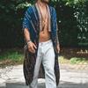 Herren Strandmantel im Retro-Stil, mittellang, lockere Passform, bedruckt, Sonnenschutzjacke, vorne offen, lange Oberbekleidung