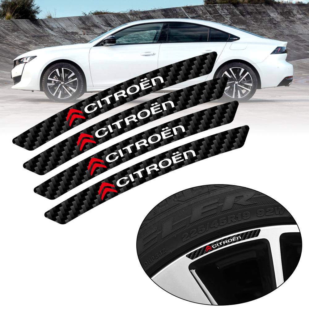4 pezzi Styling Auto Fibra di Carbonio Adesivi Ruote Pneumatici Accessori Decorativi da Corsa Per Citroen C1 C2 C3 Grand C4 Picasso C-ELYSEE